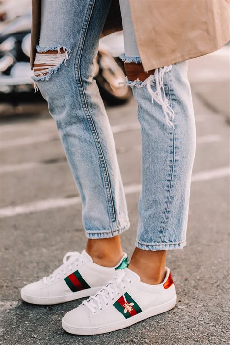 gucci ace sneakers outfit|gucci embroidered sneakers women's.